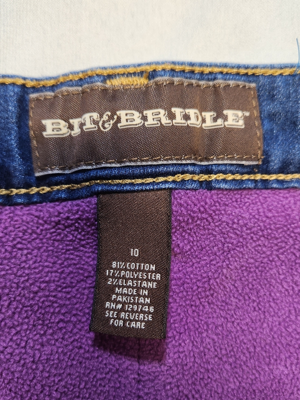 Bit & Bridle Womens 10 Fleece Lined Jeans Straight Leg Stretch Blue Warm - Picture 3 of 7